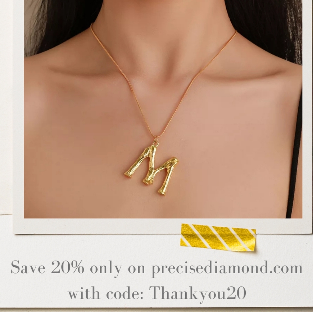 BIG Monogram Alphabet Initial Pendant Necklace